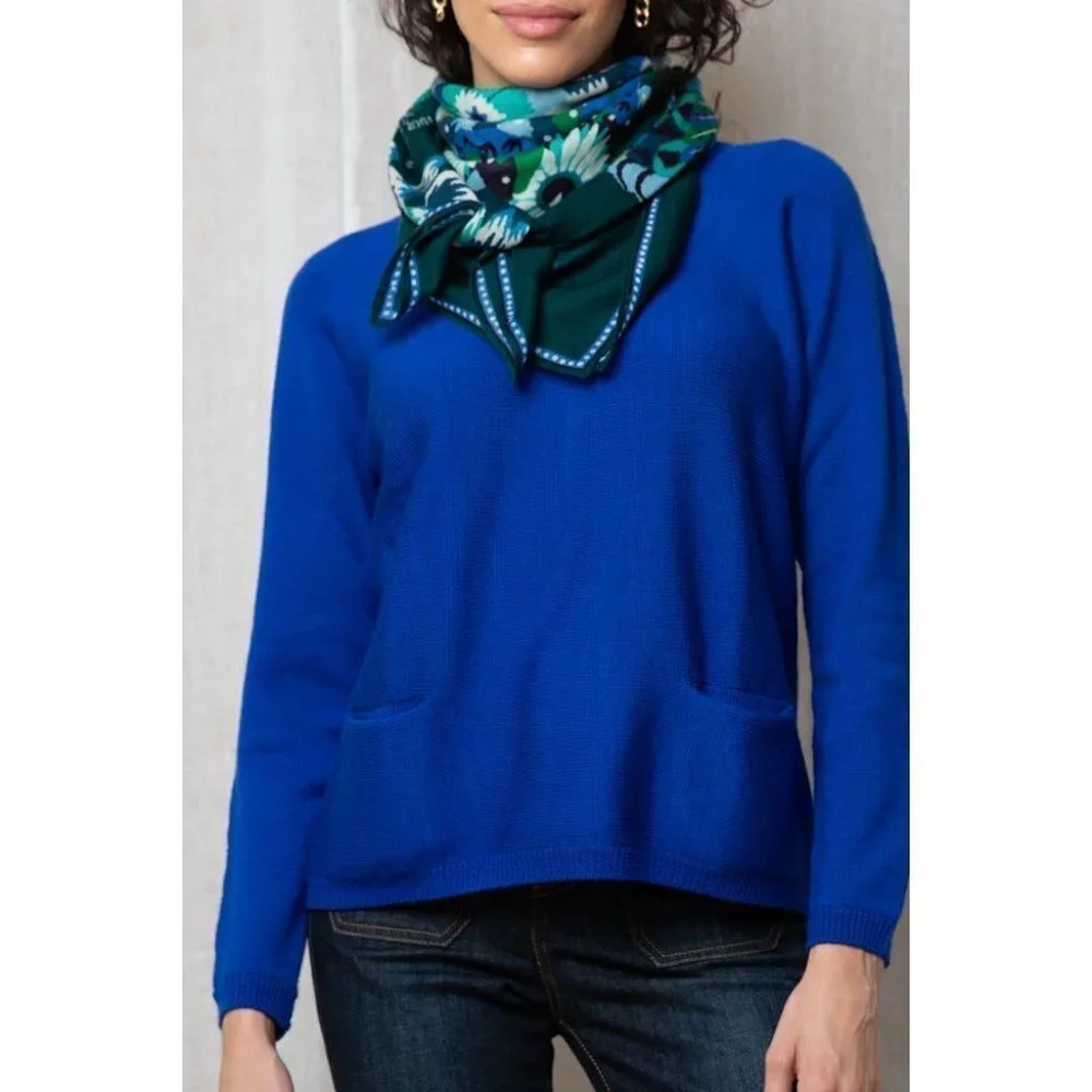 Lord & Taylor Royal Blue Cashmere Pocket Front Sweater